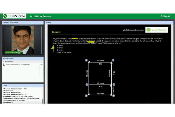 Screenshot of Live Doubt Session taken by Vivek Sir in DLA DU LLB Online Course