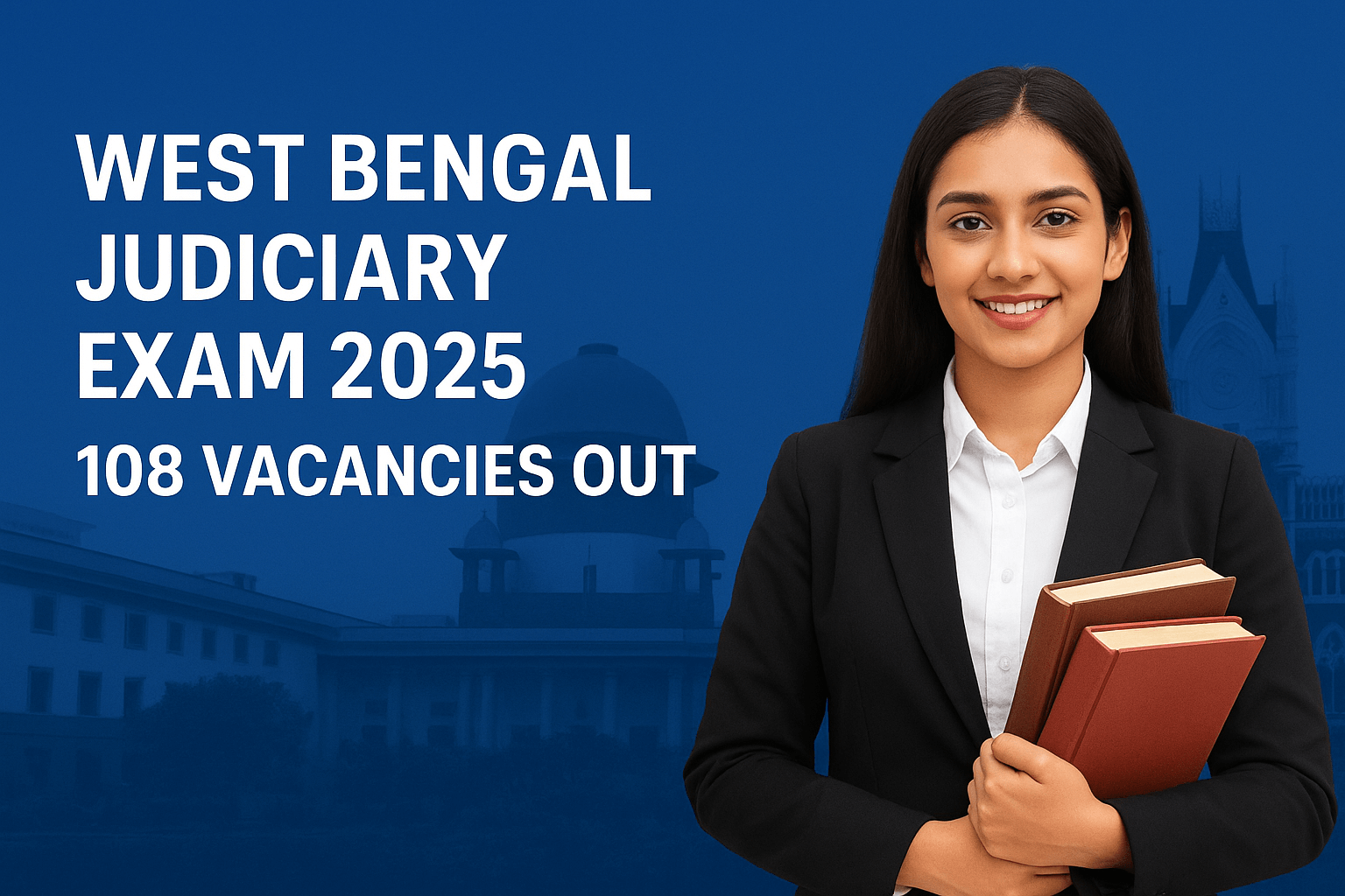 Digital graphic promoting top online resources and study material for RJS 2026 with Delhi Law Academy logo, showing books, laptop, and scales of justice.