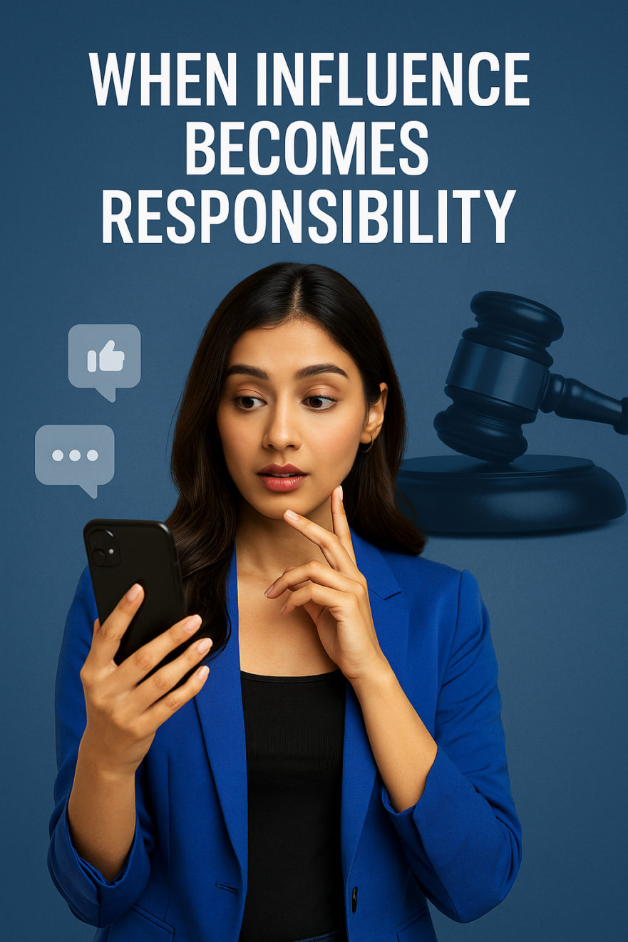 Illustration of a social media influencer being asked to act responsibly by SC