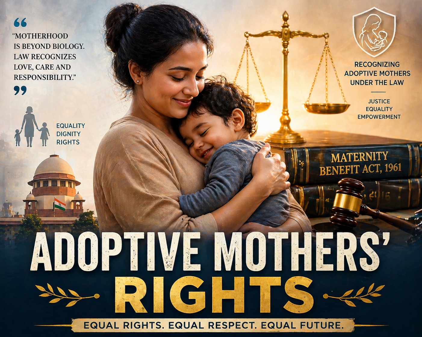 Illustration of adoptive mother with her child